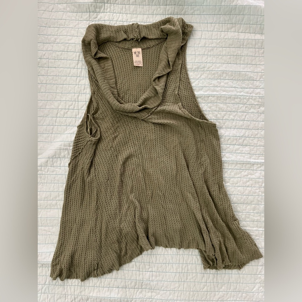 We The Free Olive Green Knit Sleeveless Cowl Neck Top